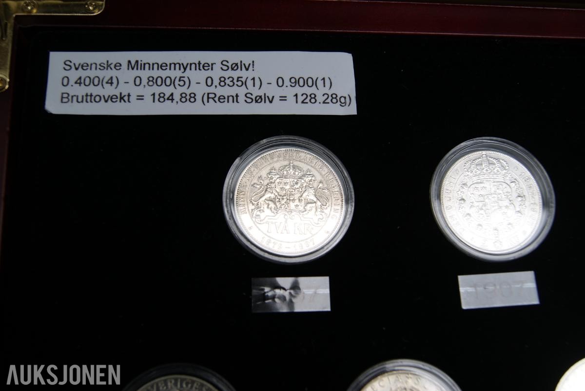 11 SØLV MINNE-MYNTER SVERIGE 1897 - 1972!