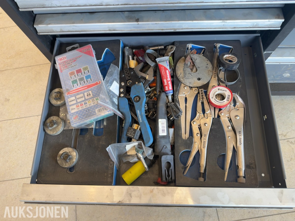 KCL Tools verktøyvogn med håndverktøy, Wiha, Würth og tilbehør