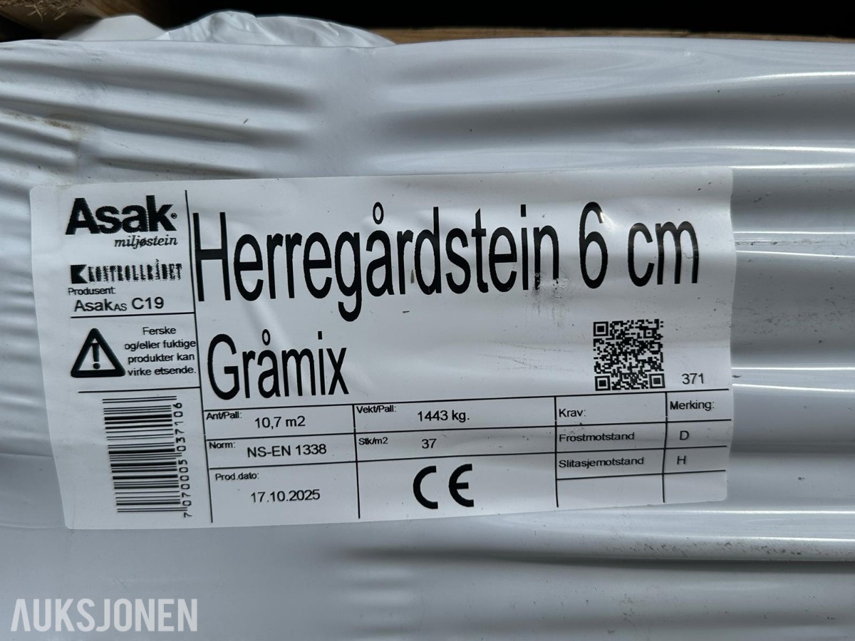 Herregårdstein Gråmix 6 cm – ca. 500 m² – Asak Miljøstein