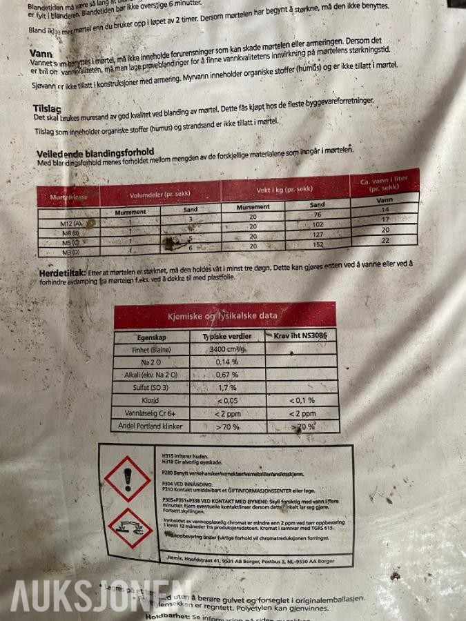 10 stk. SCAN Mursement 20 kg sekker