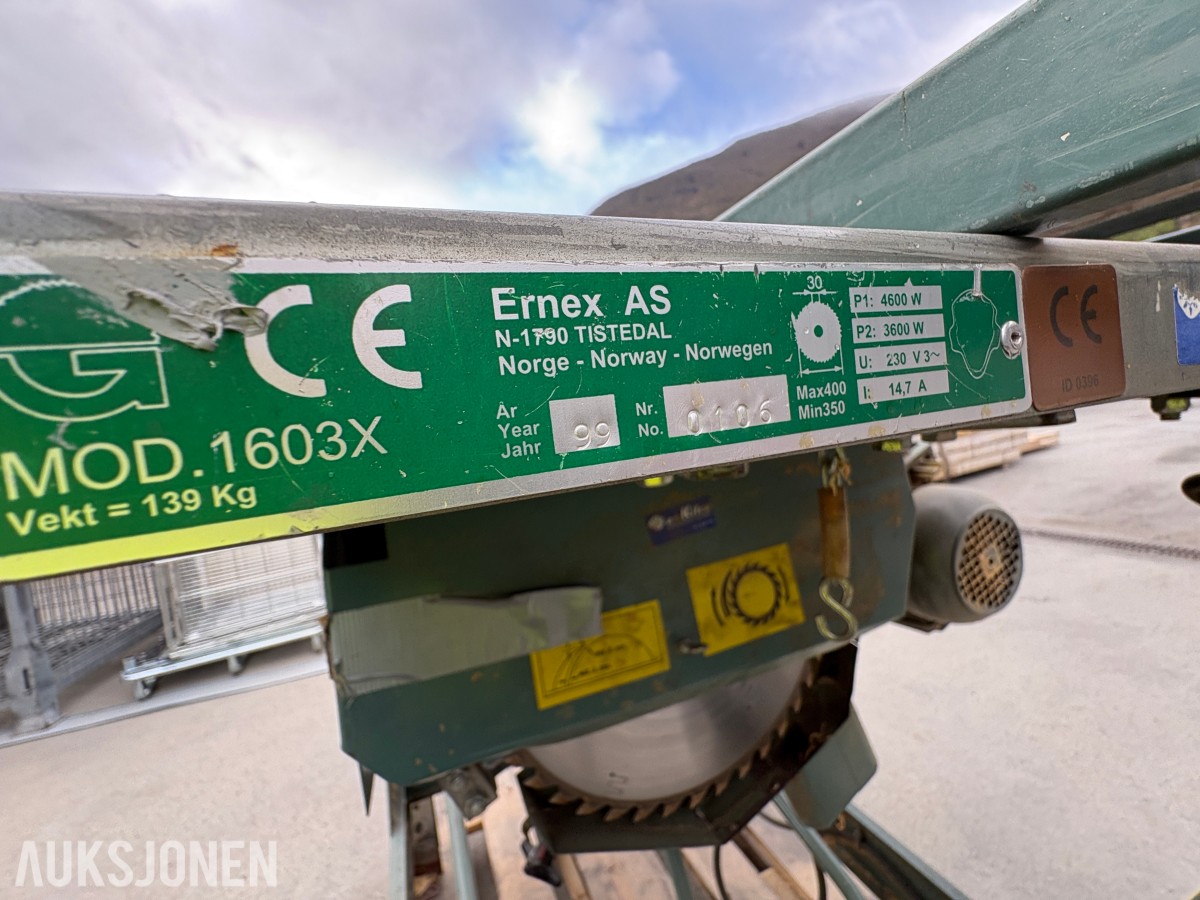 1999 Erner 1603X Bordsag med rullebord