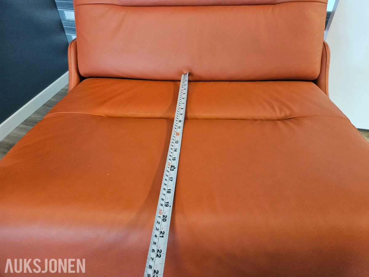 Skinnlenestol - Cognac/oransje skinn - Metallben