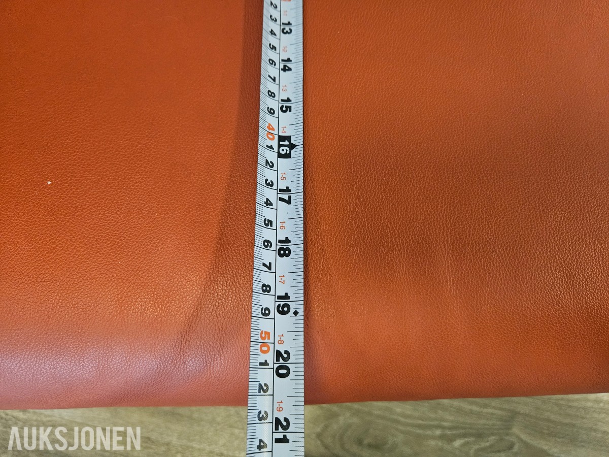 Skinnlenestol - Cognac/oransje skinn - Metallben