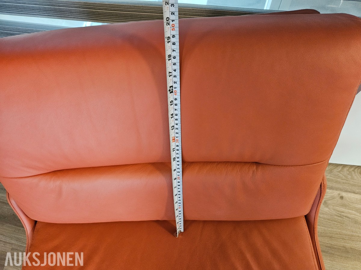Skinnlenestol - Cognac/oransje skinn - Metallben