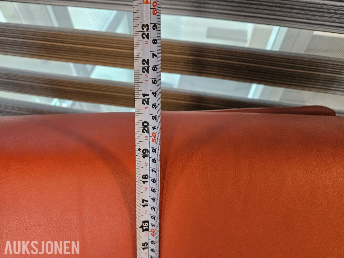 Skinnlenestol - Cognac/oransje skinn - Metallben