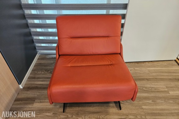 Skinnlenestol - Cognac/oransje skinn - Metallben