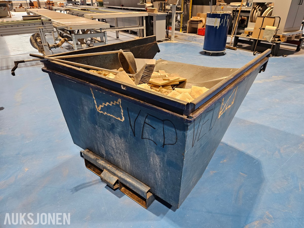 Tippcontainer med gaffellommer