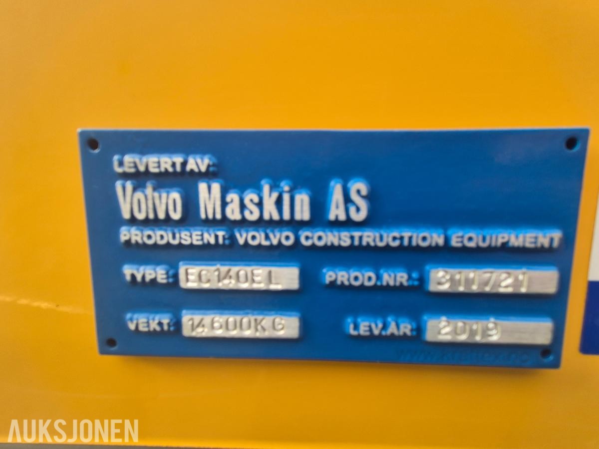 2019 Volvo EC140EL Beltegraver