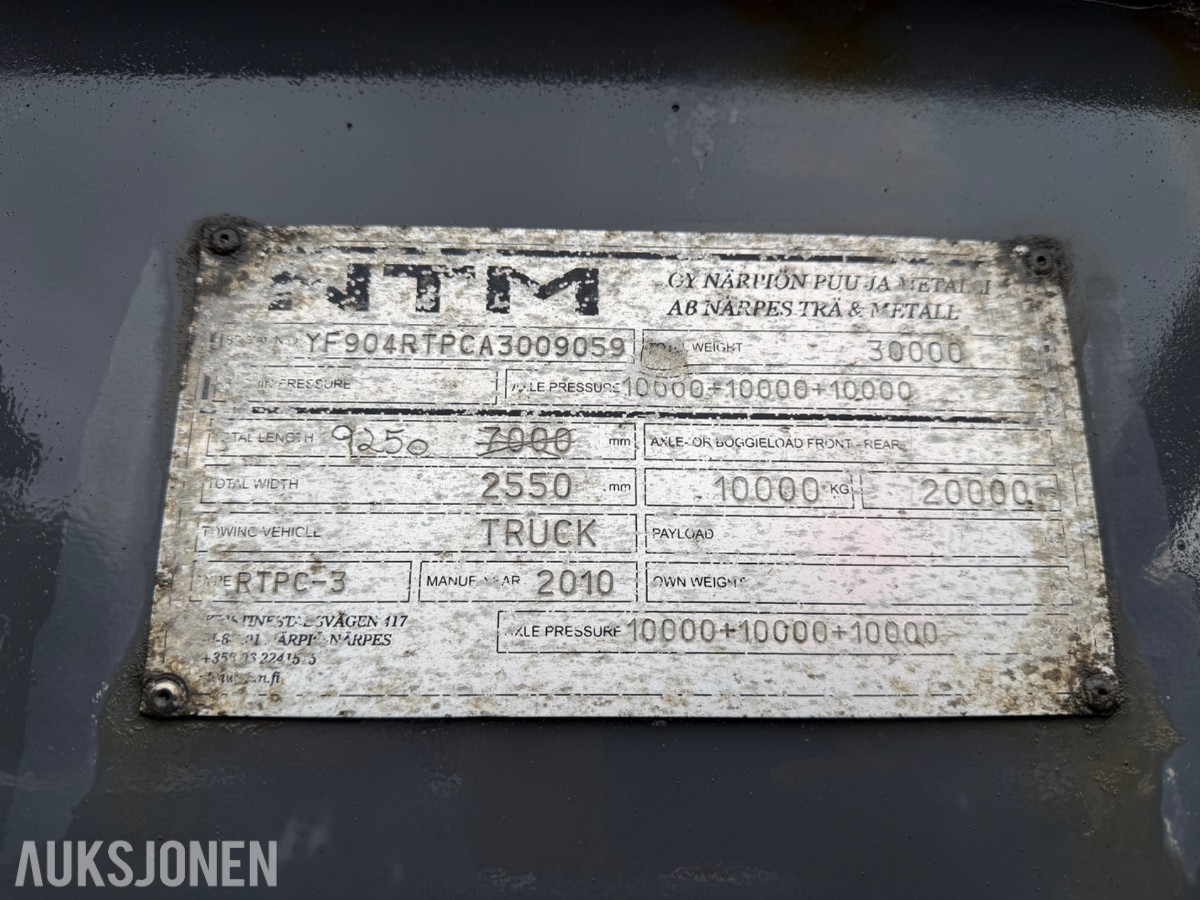 2010 NTM 3-akslet containerhenger - Brukt av kjøreskole