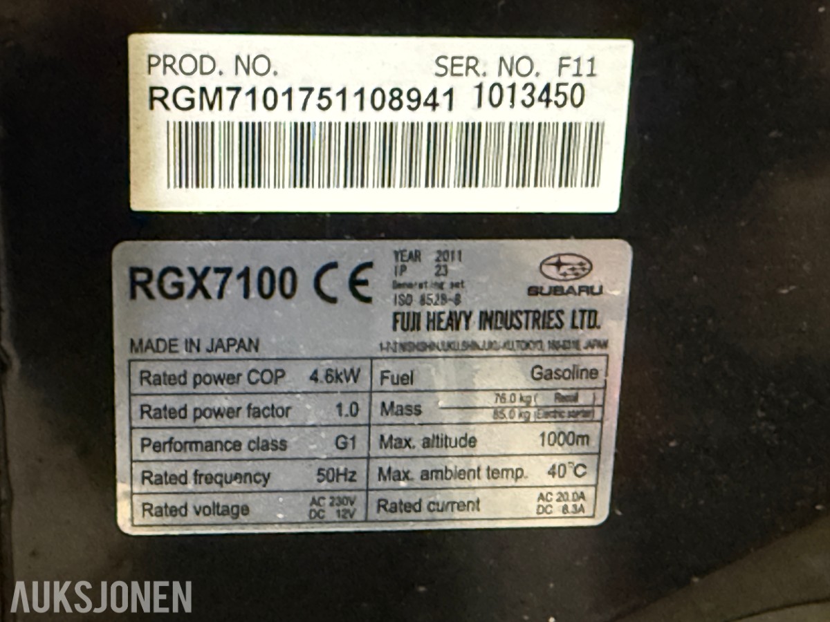Subaru Robin RGX7100 aggregat