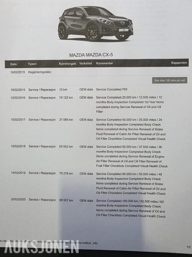 2015 Mazda CX-5, 2,2D 150HK/AUTOMAT/AWD 4X4/OPTIMUM/TILHENGERFESTE/NAVI/KAMERA/SKINN EL.SETER/, 186100km