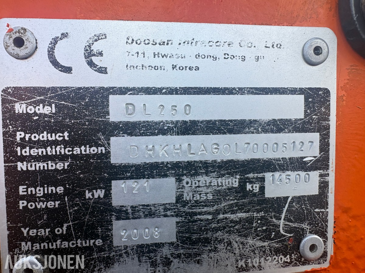 2008 Doosan dl 250 hjullaster