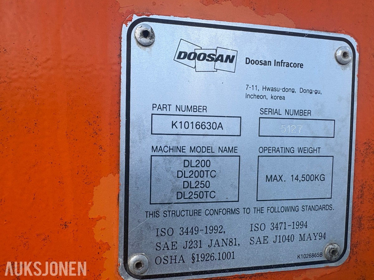 2008 Doosan dl 250 hjullaster