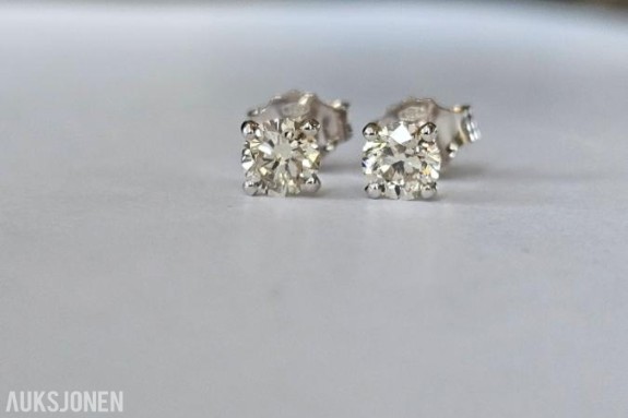 VVS- VS! 1.00CT ENSTENS DIAMANTØREDOBBER I 14K GULL. HELT NATURLIGE DIAMANTER! TAKSTBREV OG SERTIFIKAT! - 72 timers auksjon