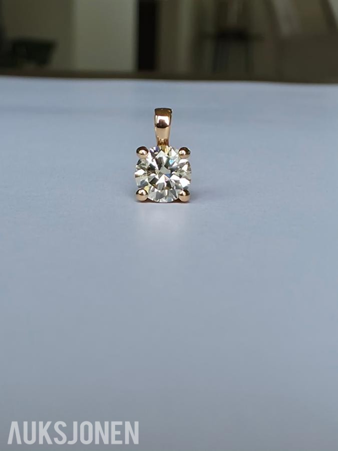 0.50CT DIAMANTANHENG I 14K GULL. NATURLIG DIAMANT! TAKSTBREV OG SERTIFIKAT!