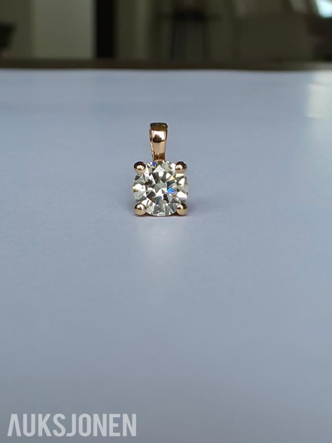 0.50CT DIAMANTANHENG I 14K GULL. NATURLIG DIAMANT! TAKSTBREV OG SERTIFIKAT!