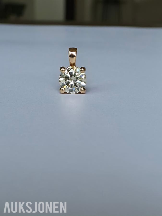 0.50CT DIAMANTANHENG I 14K GULL. NATURLIG DIAMANT! TAKSTBREV OG SERTIFIKAT!