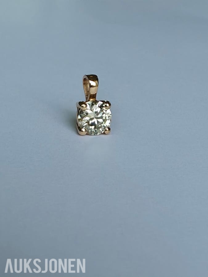 0.50CT DIAMANTANHENG I 14K GULL. NATURLIG DIAMANT! TAKSTBREV OG SERTIFIKAT!