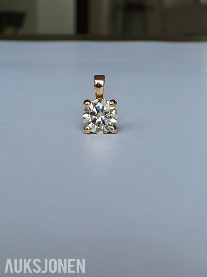 0.50CT DIAMANTANHENG I 14K GULL. NATURLIG DIAMANT! TAKSTBREV OG SERTIFIKAT!