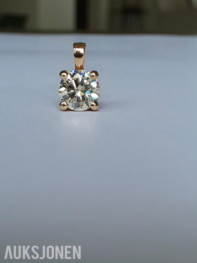0.50CT DIAMANTANHENG I 14K GULL. NATURLIG DIAMANT! TAKSTBREV OG SERTIFIKAT!