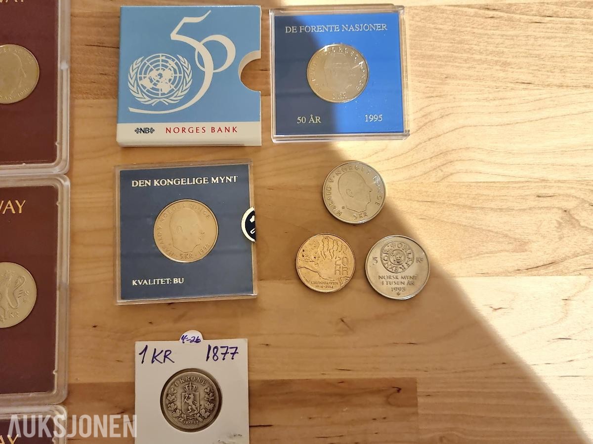 Norges bank 1981-2000-1kr Sølv Oscar 1877-Minnemynter