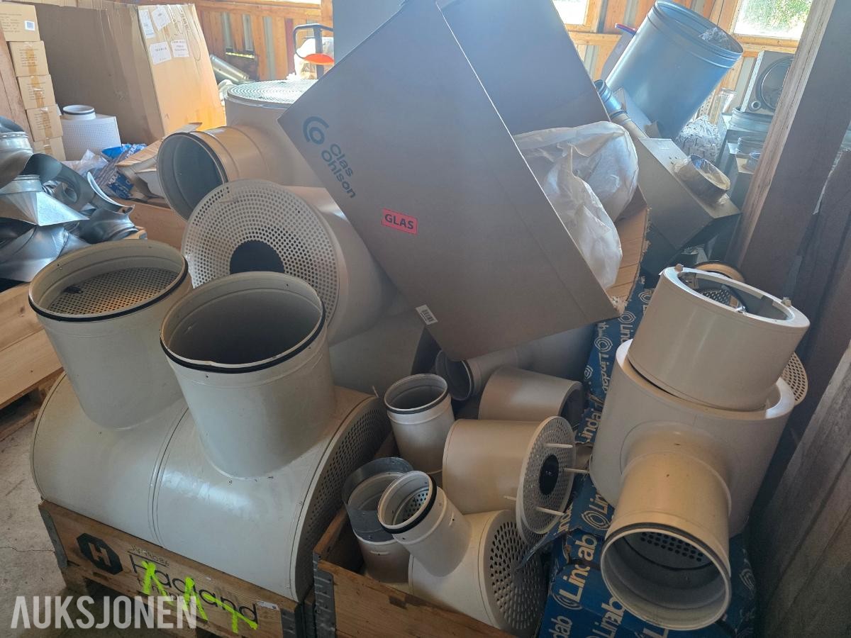 2000 Parti med nye ventilasjonsdeler – Spirodeler, lydfeller, ventiler, spjeld m.m.
