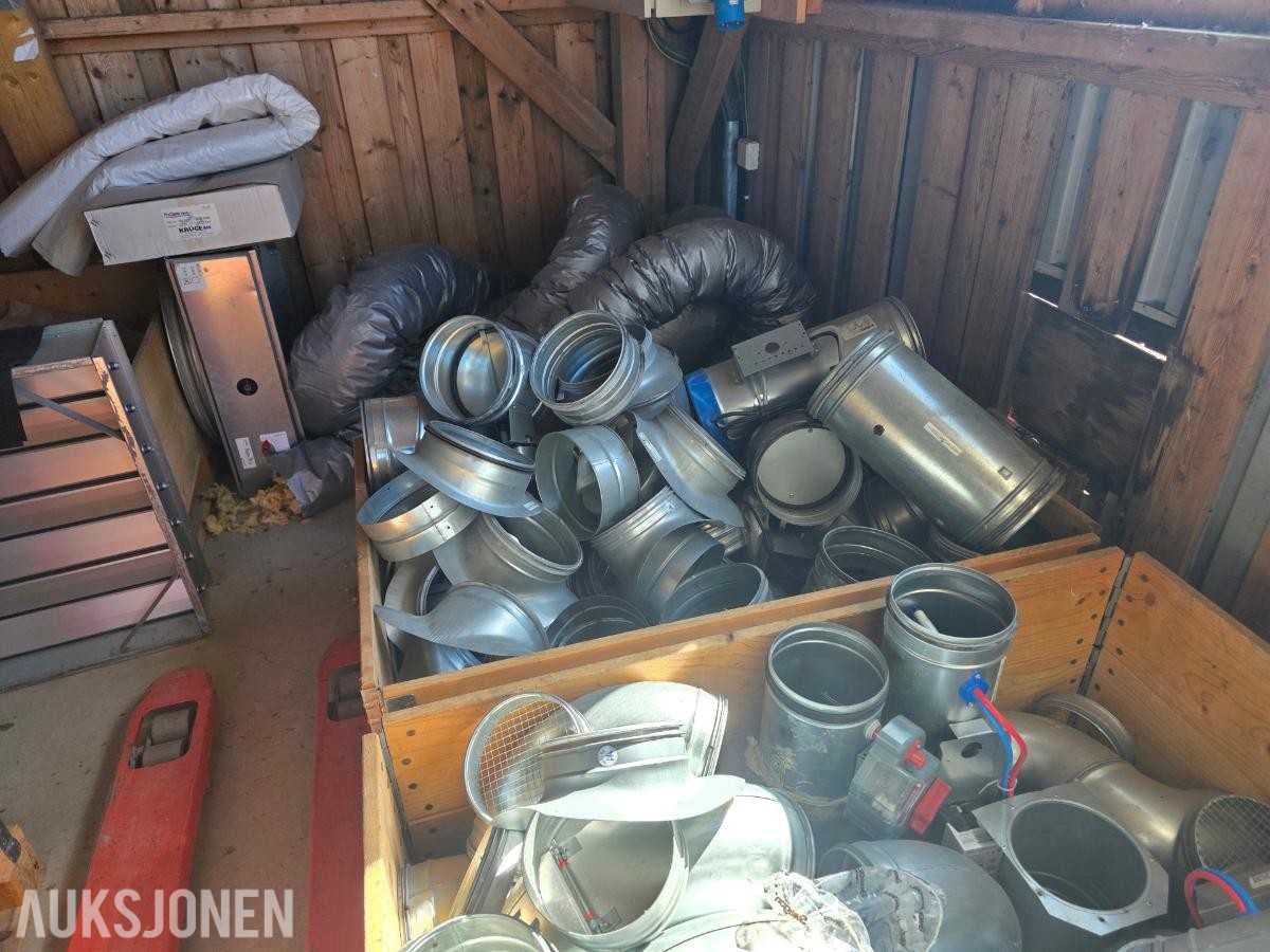 2000 Parti med nye ventilasjonsdeler – Spirodeler, lydfeller, ventiler, spjeld m.m.