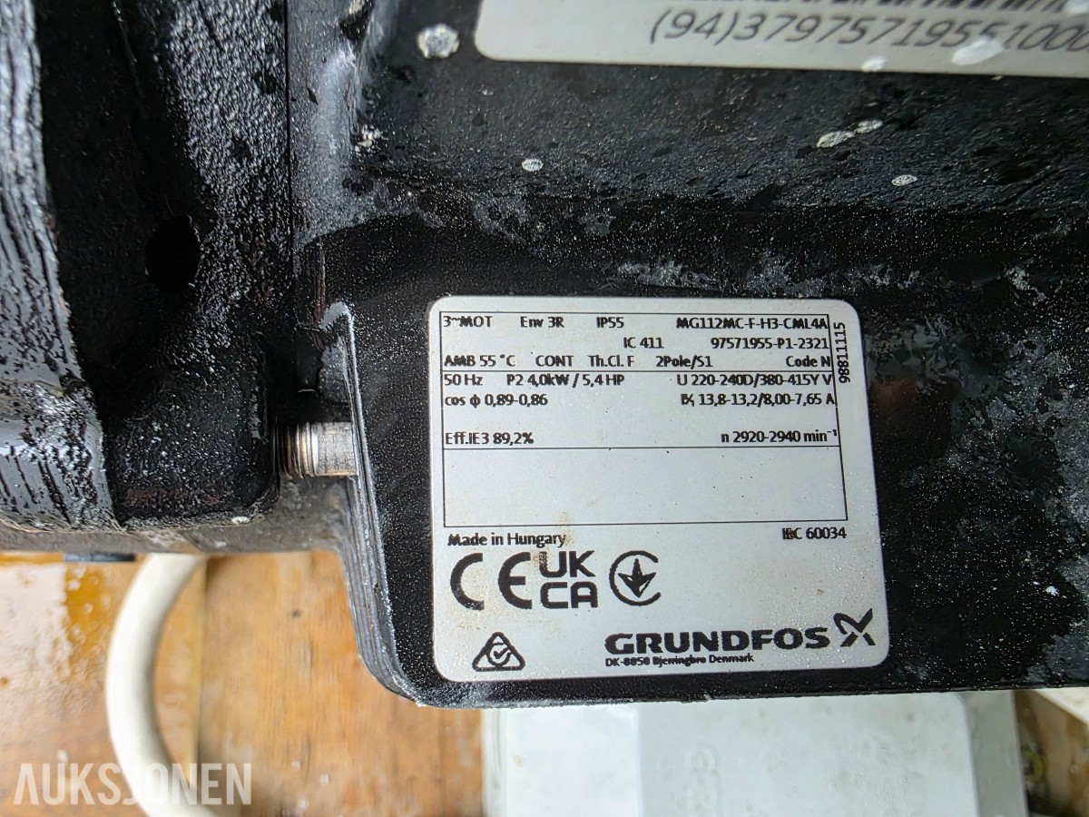 Grundfos pumpe på tralle