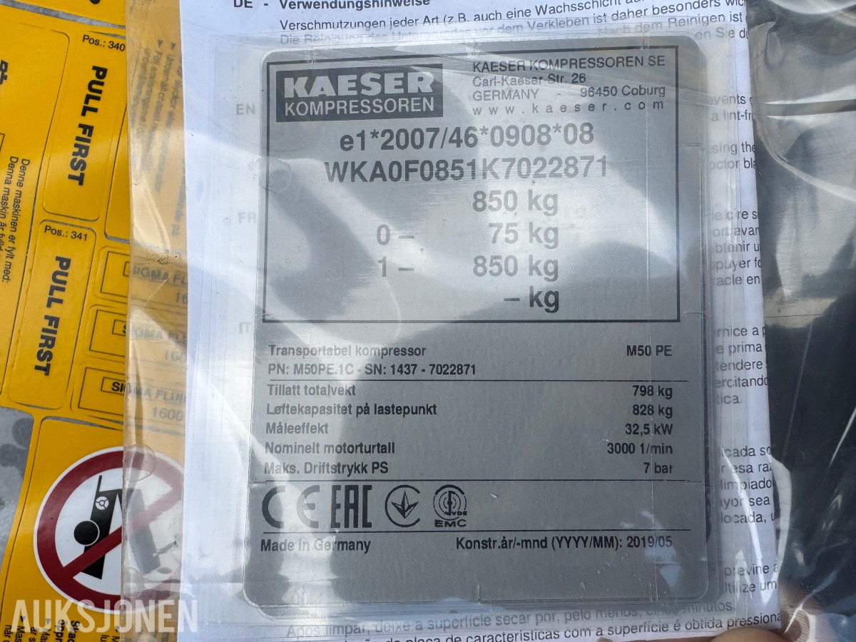 2026 Kaeser M43-M50/PE ramme til transportabel kompressor