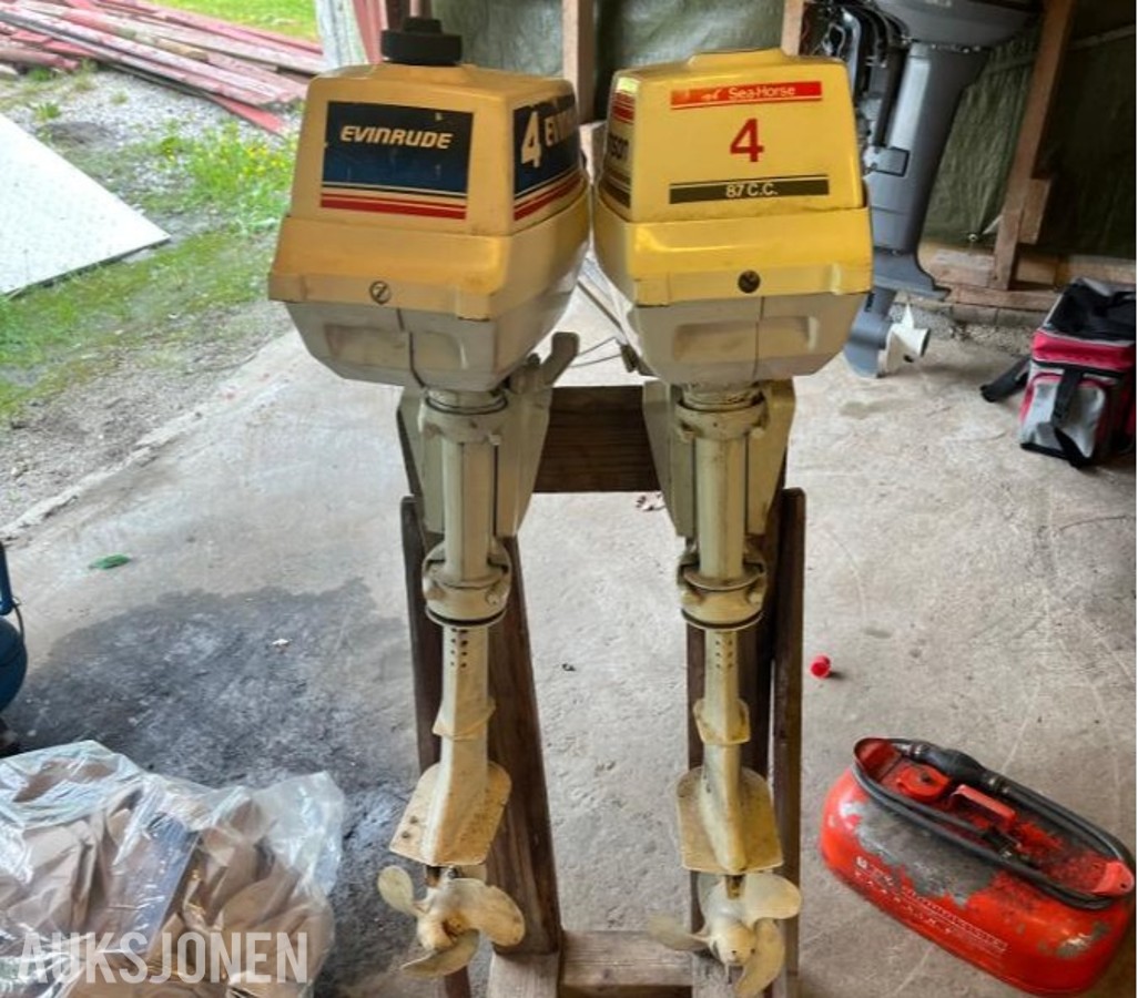 2 stk påhengsmotorer, Evinrude og Johnson, 4hk
