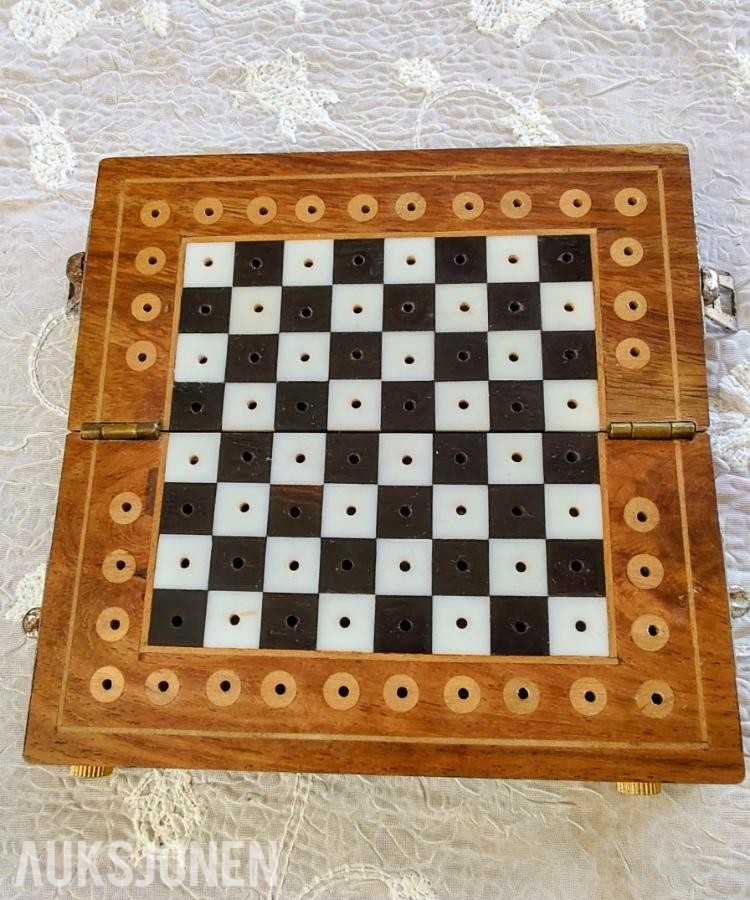Reisesjakk / cribbage kombinasjonssett (1950-tallet)