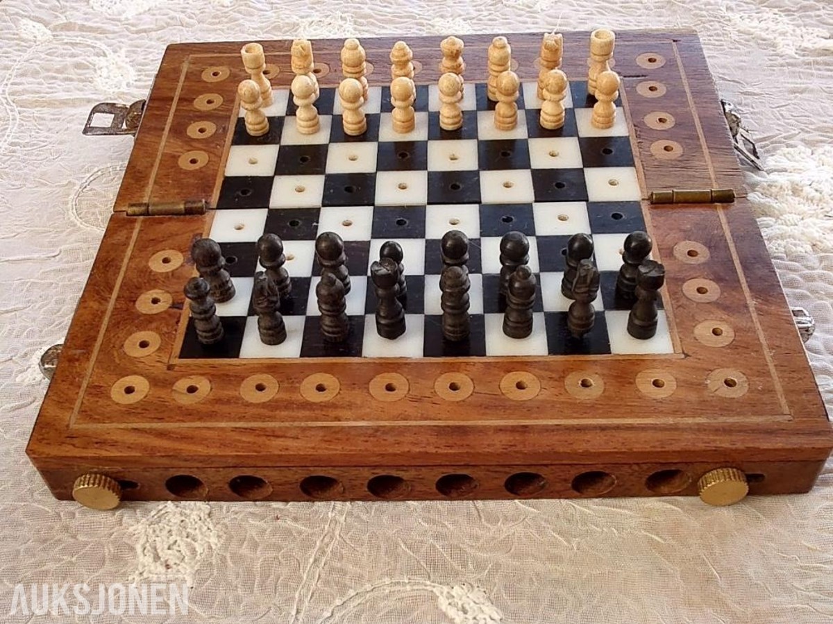 Reisesjakk / cribbage kombinasjonssett (1950-tallet)