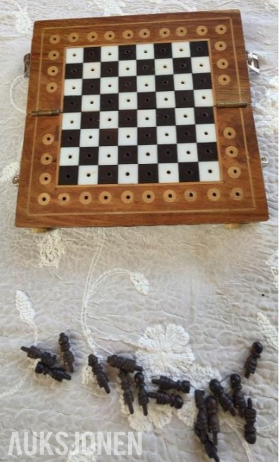 Reisesjakk / cribbage kombinasjonssett (1950-tallet)