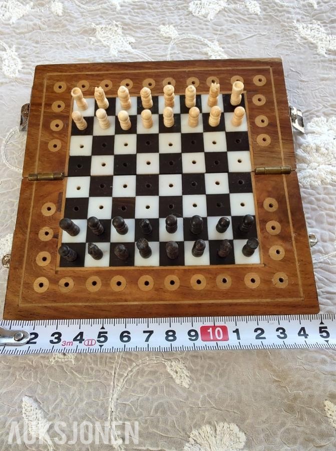 Reisesjakk / cribbage kombinasjonssett (1950-tallet)