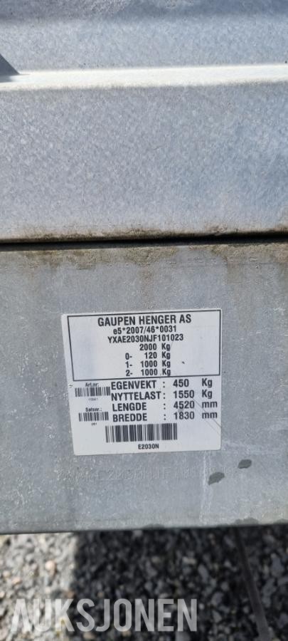 2018 Gaupen E2030N henger