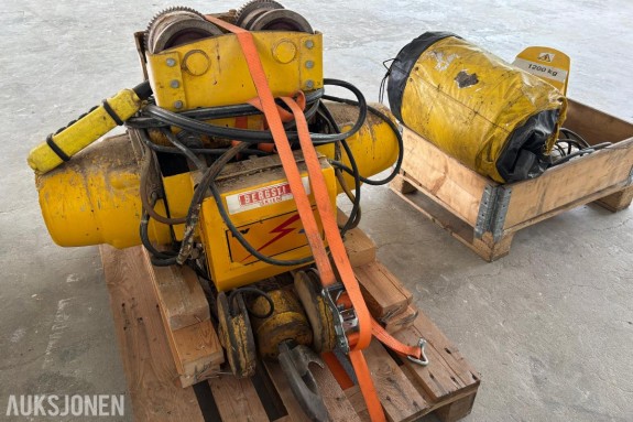 1975 Bergsli Skien / Verlinde elektrisk wiretalje 3,2 tonn - motorisert løpekatt + Munck 1,2 tonn talje