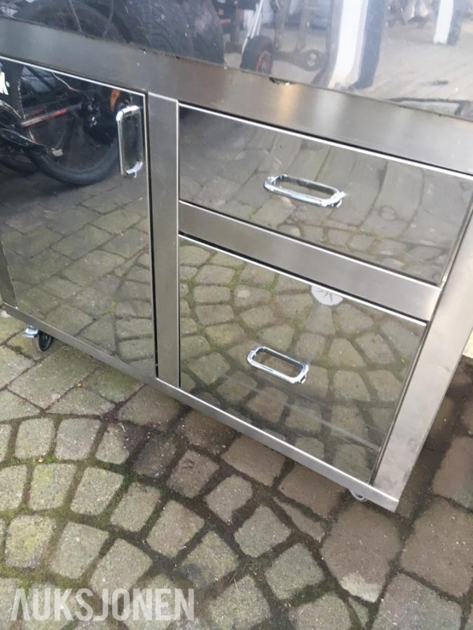 Rustfri benk med kum og skuffer Sumex