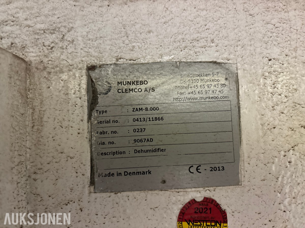 2013 Munkebo Clemco ZAM-8.000 Avfukter / Dehumidifier