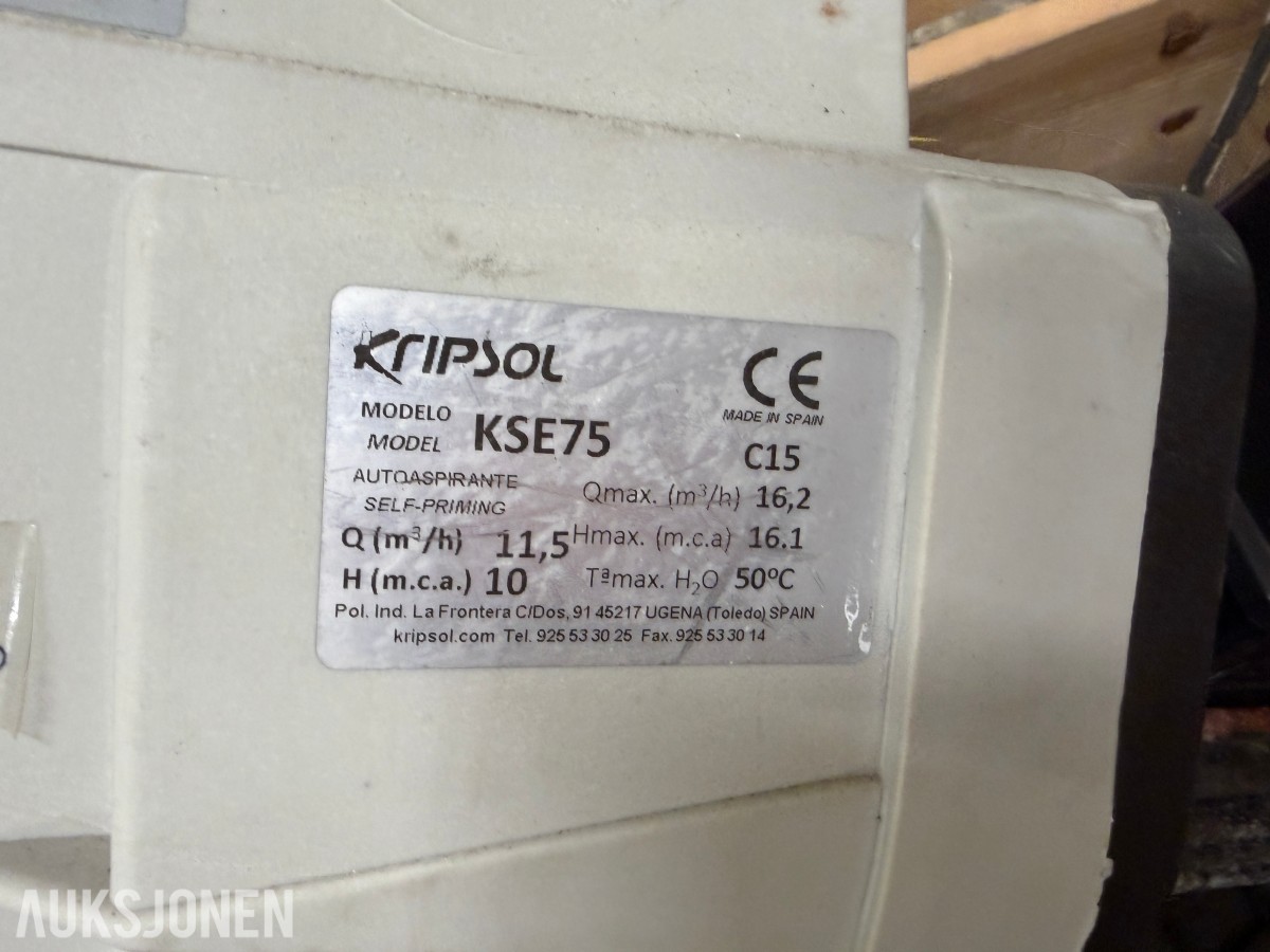 Kripsol KSE75 selvsugende bassengpumpe med tilbehør