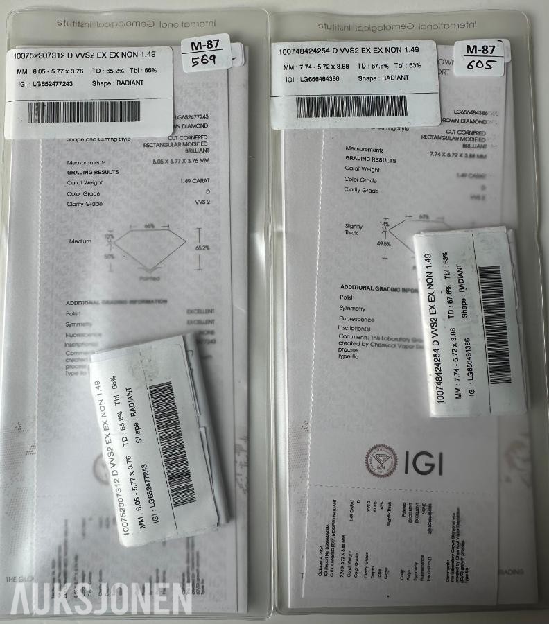 TO DIAMANTER PÅ 2,98 CT TOTALT | D/VVS2 RADIANT | IGI