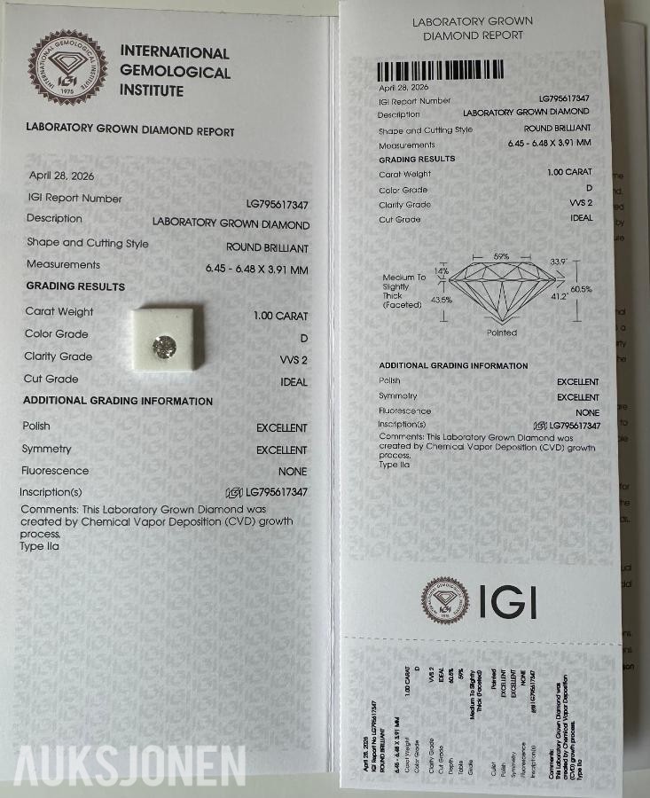 TO DIAMANTER PÅ 2,0 CT TOTALT | D/VVS2 | IDEAL CUT | IGI