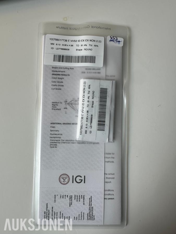 DIAMANT PÅ 2.00 CT! | E/VVS2 | IDEAL | ROUND| IGI