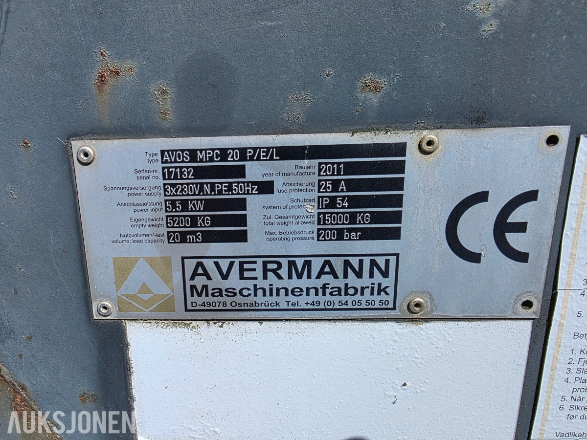 2011 Avermann container komprimator 20 m3