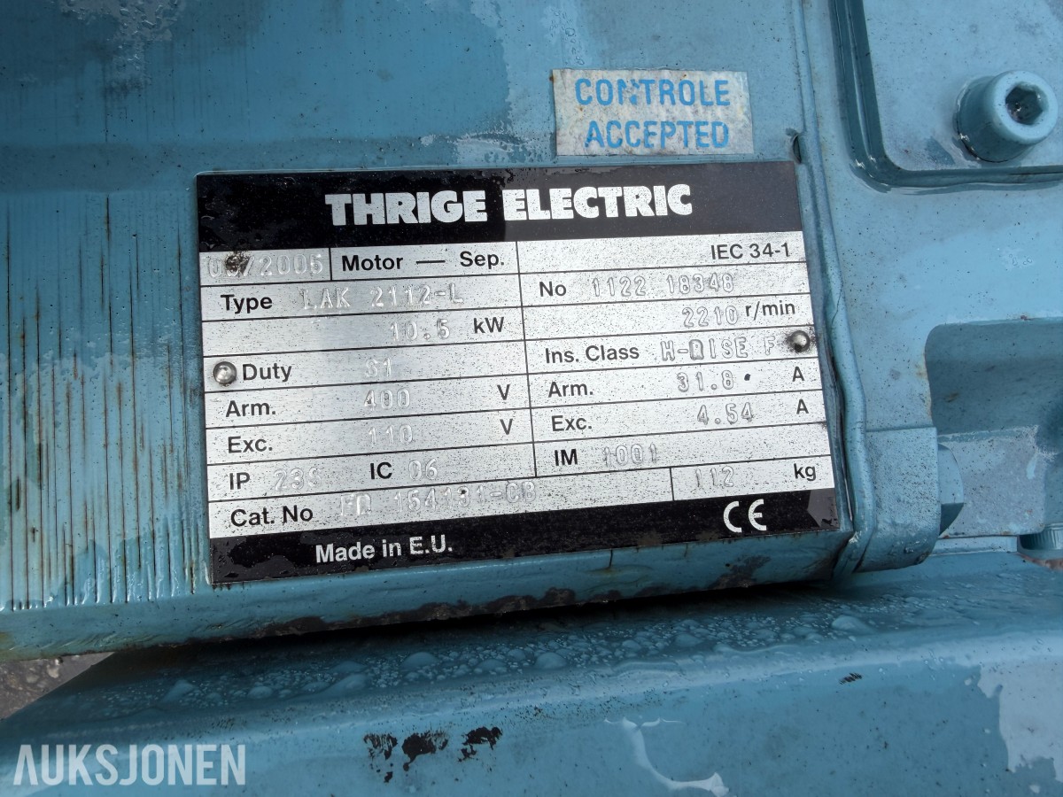 THRIGE ELECTRIC ERVOMOTOR 10,5 KW MED KJØLEVIFTE