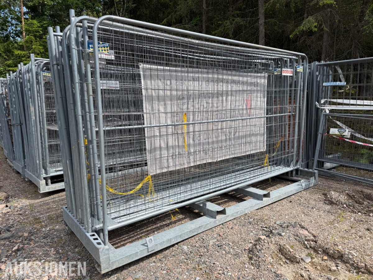 Byggegjerder med transportpall 20 gjerder 340x200 cm