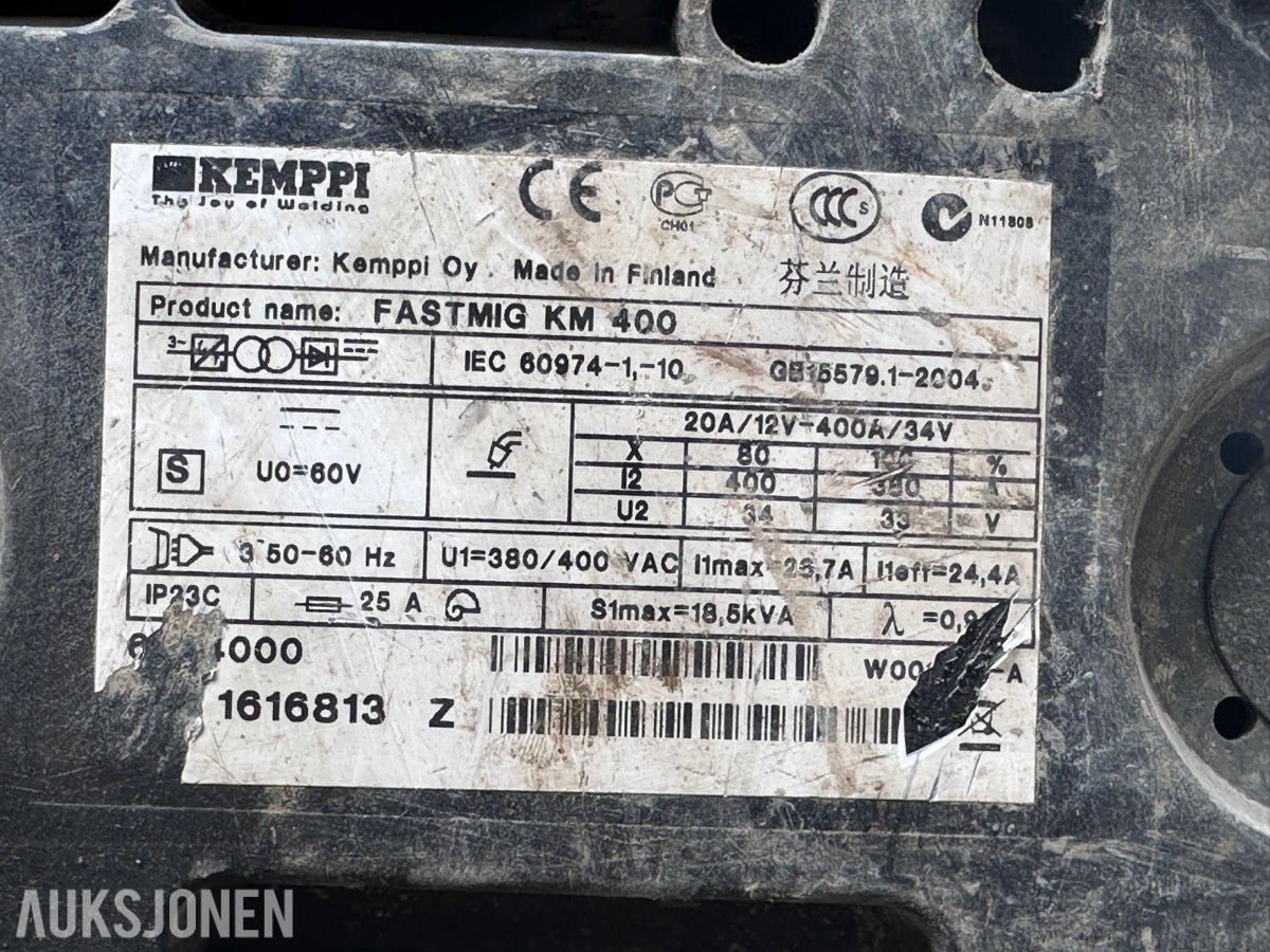 Kemppi FastMig KM 400 med Selco Quasar 270 – Sveiseutstyr