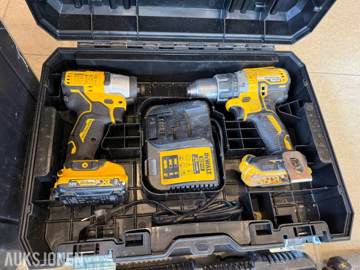 DeWalt verktøypakke 18V XR – sager, driller, batterier og kofferter