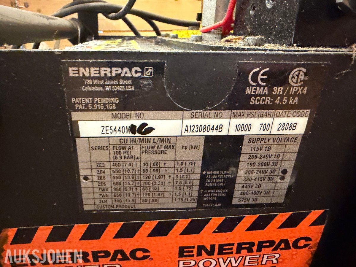 Enerpac hydraulikkaggregat med sylindere selges