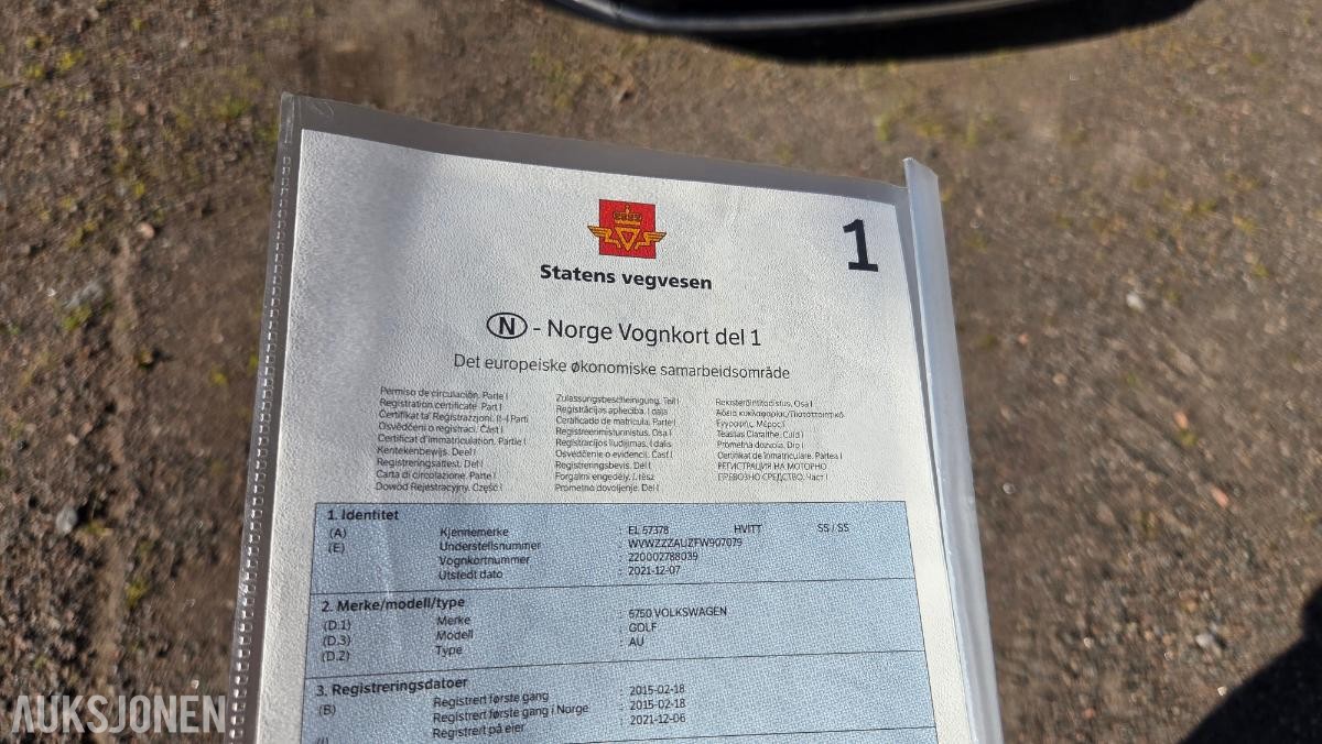 2015 Volkswagen E-GOLF 0KW Rep objekt, 136000km
