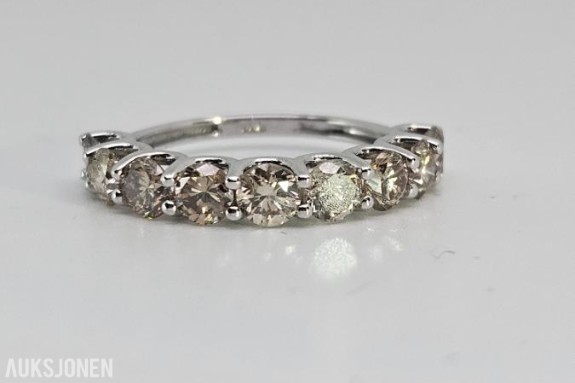 1.58CT ALLIANSE DIAMANTRING I 14K GULL. HELT NATURLIGE DIAMANTER! TAKSTBREV OG SERTIFIKAT! - 72 timers auksjon